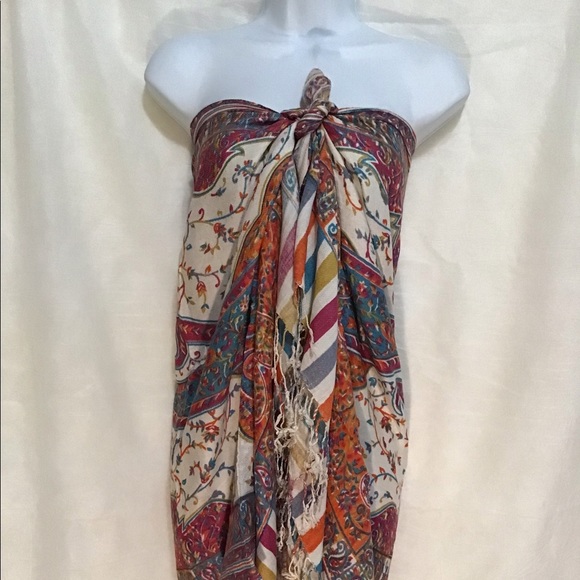 Viscose cotton colorful paisley printed stole - Picture 7 of 7